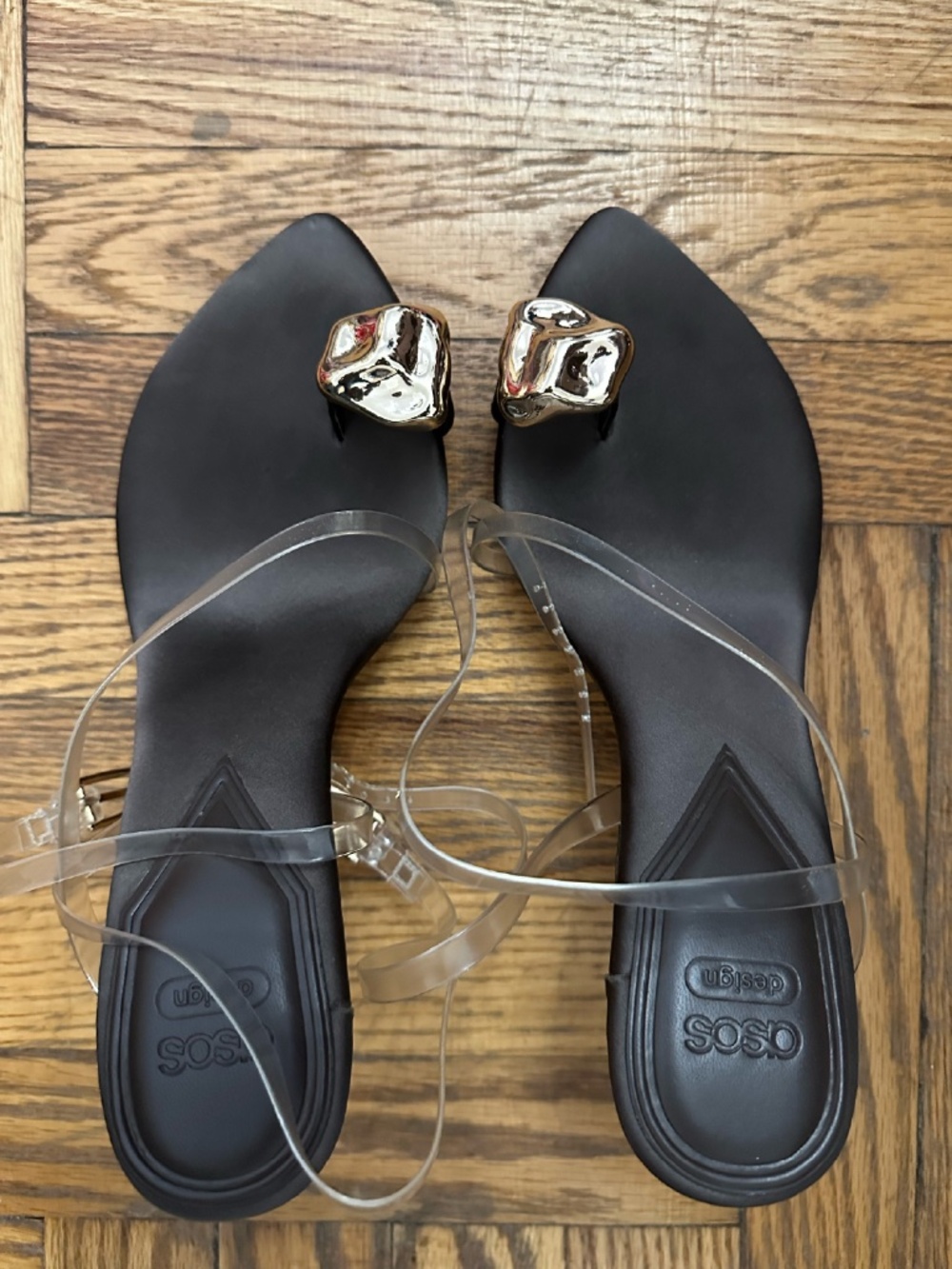 ASOS DESIGN North High Heeled Sandals with Toe Trim in Clear - Picture 8 of 16